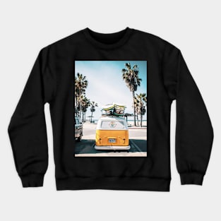 Tropical landscape palms, Car, California, Nature print Crewneck Sweatshirt